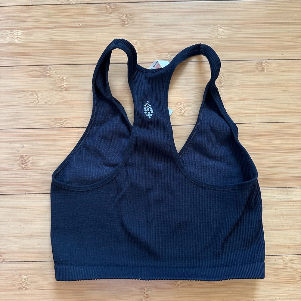 Black Crop Top with Racerback Design and Seamless Fit